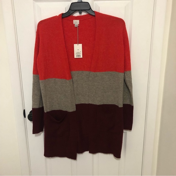 A New Day Women's Open Front Cardigan Tan Orange & Maroon - Picture 1 of 5